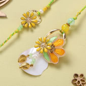 Zari Work Floral Bhaiya Bhabhi Rakhi Set